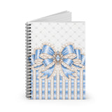 Celestial Blue Diamond | Damask Bow Couture - Spiral Notebook