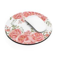 Mouse Pad-Luscious Pink Floral-Gold Trim