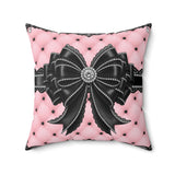 Obsidian Black Bow in Princess Pink - Square Pillow