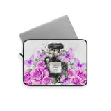 Laptop Sleeve - Purple Midnight Roses - Perfume Bottle White