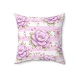 Lilac Sugar Blossom Stripes - Square Pillow