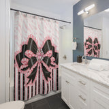 Black & Pink Ruffle Bow Couture | Pink Zebra Print - Shower Curtains