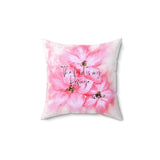Square Pillow - Pink Passion Watercolor Plumeria - The Lord is my Refuge (Faith)