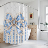 Celestial Blue Diamond | Damask Bow Couture - Shower Curtains