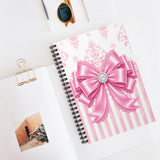 Princess Pink Damask Bow - Spiral Notebook