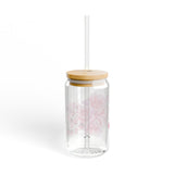 Pink Rose - Glass Tumbler w/Straw