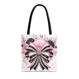 Pink Noir Couture Diamond Bow - Tote Bag