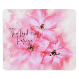 Mouse Pad - Passion Pink Floral Watercolor - The Lord is my Refuge (Faith)
