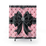 Obsidian Lace Bow in Princess Pink - Shower Curtains