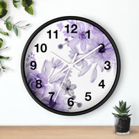 Wall Clock-Purple Floral Watercolor