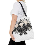 Ivory Noir Couture Diamond Bow - Tote Bag