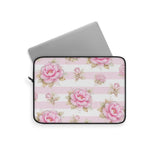 Pink Sugar Blossom Stripes - Laptop Sleeve