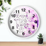 Purple Flower Bouquet - Blessed is the One - Wall Clock (Faith)
