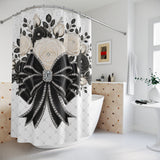 Ivory Noir Couture Diamond Bow - Shower Curtains