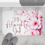 Pink Flower Bouquet - Praise Almighty God - Bath Mat (Faith)