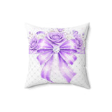 Purple Couture Diamond Bow - Square Pillow