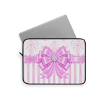 Orchid Lilac Damask Bow - Laptop Sleeve
