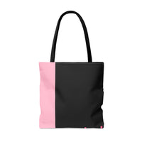 Tote Bag-Pink Floral Blossoms-Pink & Black