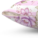 Lilac Sugar Blossom Stripes - Square Pillow