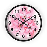 Wall Clock - Pink Passion Watercolor Plumeria - The Lord is my Refuge (Faith)