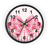 Pink Leopard Bow Couture - Wall Clock