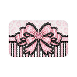 Ballet Pink Black Ruffle Leopard Bow Couture - Bath Mat