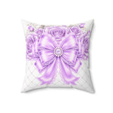 Lavender Lace Diamond Bow - Square Pillow