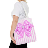 Orchid Lilac Damask Bow - Tote Bag