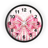 Pink Leopard Bow Couture - Wall Clock