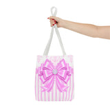 Orchid Lilac Damask Bow - Tote Bag