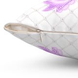 Lavender Lace Diamond Bow - Square Pillow