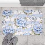 Powder Blue Sugar Blossom Stripes - Bath Mat