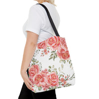 Tote Bag-Luscious Pink Floral-Gold Trim