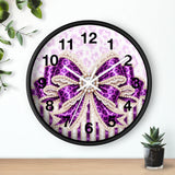 Purple Leopard Bow Couture - Wall Clock