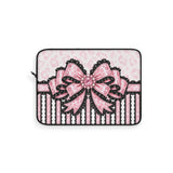 Ballet Pink Black Ruffle Leopard Bow Couture- Laptop Sleeve