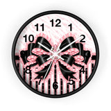 Black & Pink Ruffle Bow Couture | Pink Zebra Print - Wall Clock