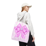 Orchid Lilac Damask Bow - Tote Bag