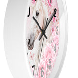 Blushing Rose Equestrian Horse - Wall Clock