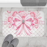 Candy Stripe Pink Couture Bow - Bath Mat