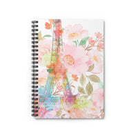 Small Spiral Notebook, 6x8in - Pink Paris Watercolor