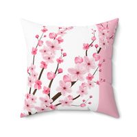 Square Pillow-Pink Floral Blossoms-White & Pink