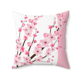 Square Pillow-Pink Floral Blossoms-White & Pink