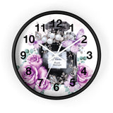 Wall Clock - Purple Midnight Roses - Perfume Bottle White