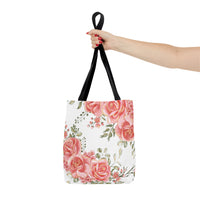 Tote Bag-Luscious Pink Floral-Gold Trim