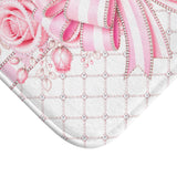 Candy Stripe Pink Couture Bow - Bath Mat