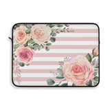 Laptop Sleeve-Pink Cream Floral Dream-Stripes