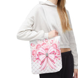 Candy Stripe Pink Couture Bow - Tote Bag