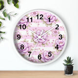 Lilac Sugar Blossom Stripes - Wall Clock