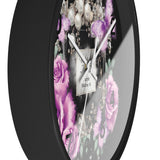 Wall Clock - Purple Midnight Roses - Perfume Bottle Black