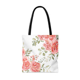 Tote Bag-Luscious Pink Floral-Gold Trim